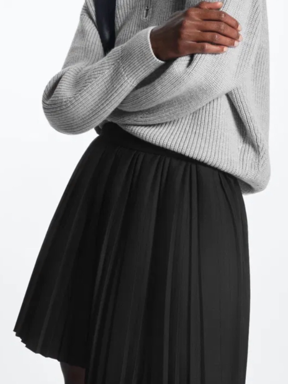 COS Black Pleated Wool Blend Mini Skirt Size 34